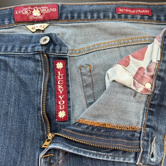 Lucky Brand 361 Vintage Straight Leg Denim Jeans Mens 40x32 Blue Stretch Classic - Picture 10 of 12